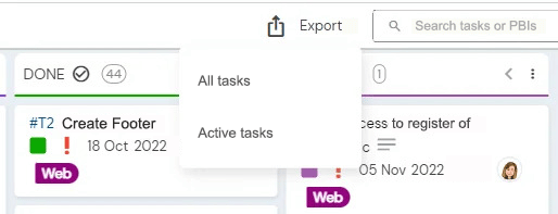 Export kanban board tasks