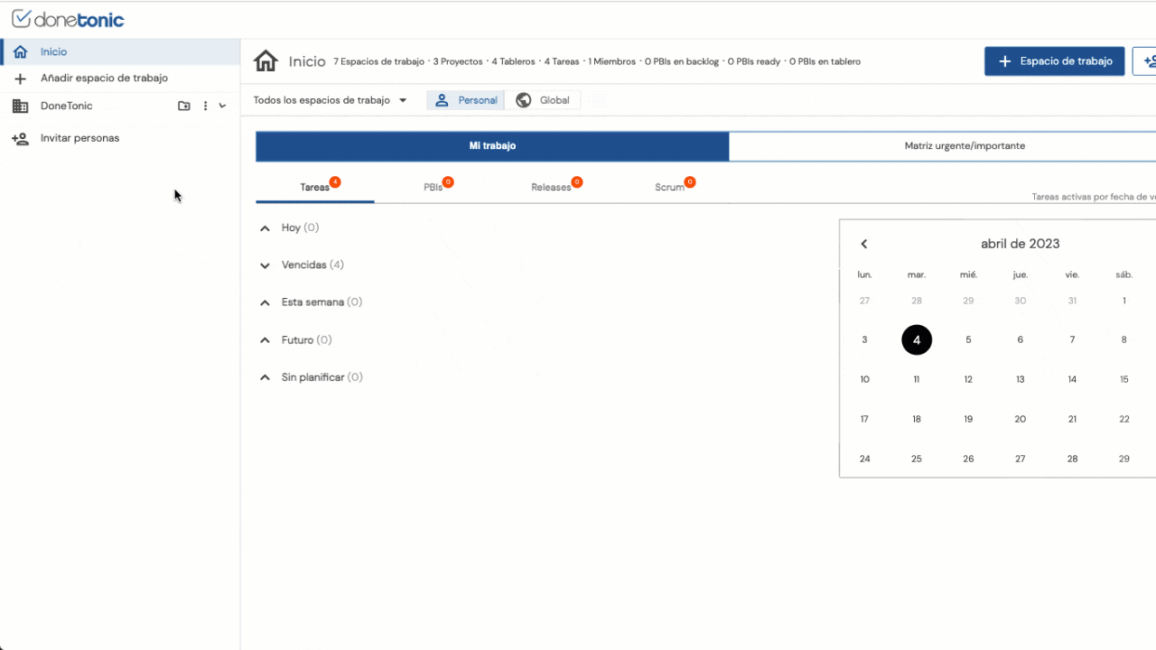 Nueva interficie espacios de trabajo
