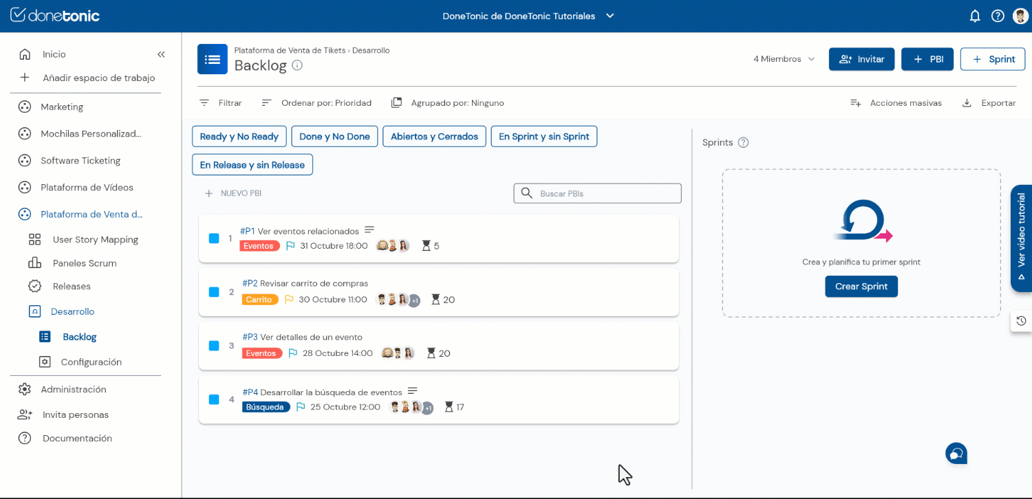 Crear tableros scrum